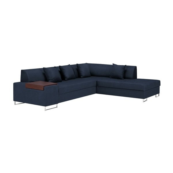 Plavi kutni kauč na razvlačenje s nogama u srebrnoj boji Cosmopolitan Design Orlando, desni kut