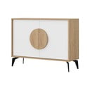 Bijela/u prirodnoj boji niska komoda u dekoru hrasta 110x82 cm Vae – Marckeric