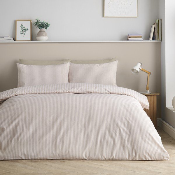 Bež 3-dijelna posteljina za bračni krevet/za produženi krevet 230x220 cm Epping Textured Stripe – Catherine Lansfield-image-4