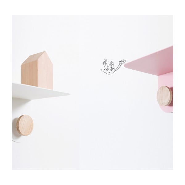 Bijela zidna polica od čelika s detaljima od hrastovog drva s 2 kukice Gazzda Hook, duljina 50 cm-image-3