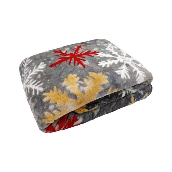 Siva deka s božićnim motivom od mikropliša 150x200 cm Polar Flakes – My House