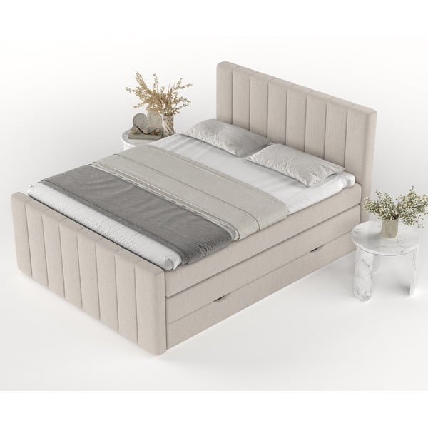 Bež boxspring krevet s prostorom za pohranu 180x200 cm Ruby – Maison de Rêve-image-4