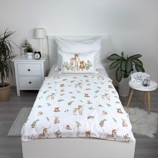 Bijela/smeđa pamučna dječja posteljina za dječji krevetić 100x135 cm Forest Animals – Jerry Fabrics