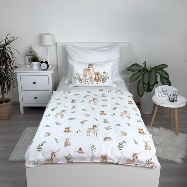 Bijela/smeđa pamučna dječja posteljina za dječji krevetić 100x135 cm Forest Animals – Jerry Fabrics-image-1