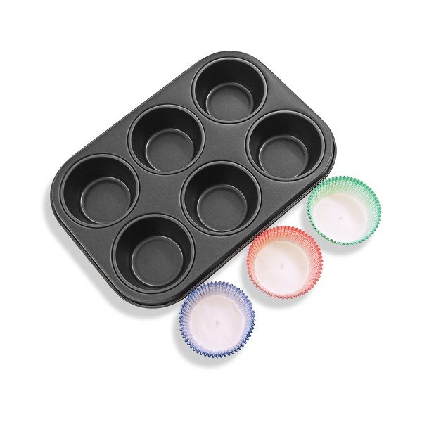 Set čeličnih kalupa za 6 muffina i 30 Guardini papirnatih čašica-image-1