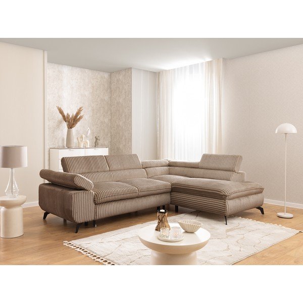 Smeđa kutna garnitura od samta (s desnim kutom/u obliku slova L) Marbeya  – Ropez-image-1