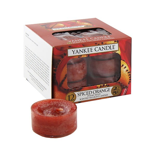 Set od 12 Yankee Candle Orange svijeća s prstohvatom začina, vrijeme gorenja 4 - 6 sati