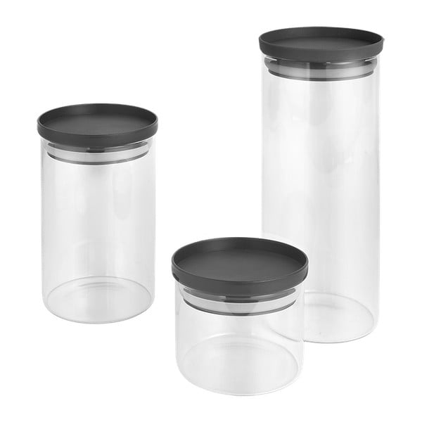 Staklene posude za namirnice u setu 3 kom za čuvanje hrane – Metaltex