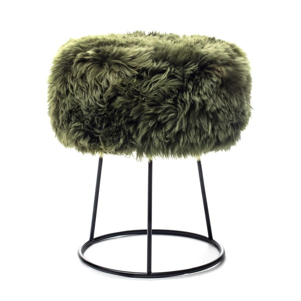 Stolac s tamnozelenom podlogom za sjedenje od ovčjeg krzna Royal Dream, ⌀ 36 cm