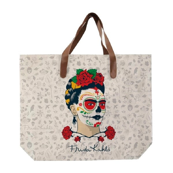 Platnena torba s naramenicom od umjetne kože Madre Selva Frida Skull, 55 x 40 cm