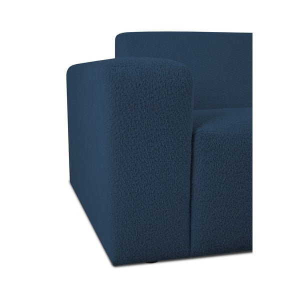 Tamno plava kutna garnitura od bouclé tkanine (s desnim kutom) Roxy – Scandic-image-3