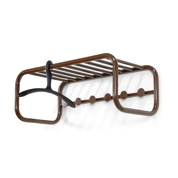 Tamno smeđa metalna zidna vješalica s policom 72 cm Retro – Spinder Design-image-3