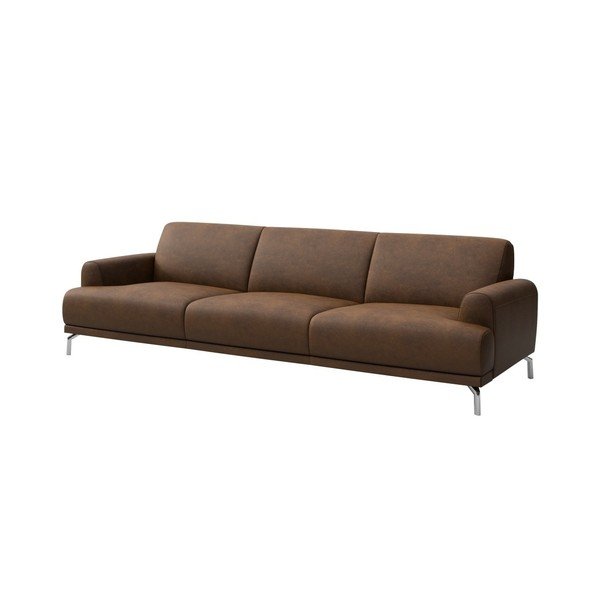 Smeđa sofa od imitacije kože MESONICA Puzo, 240 cm-image-2