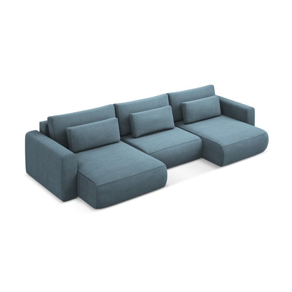 Svijetlo plava sklopiva/s prostorom za odlaganje kutna garnitura (u obliku slova "U") Kapua – Makamii-image-2