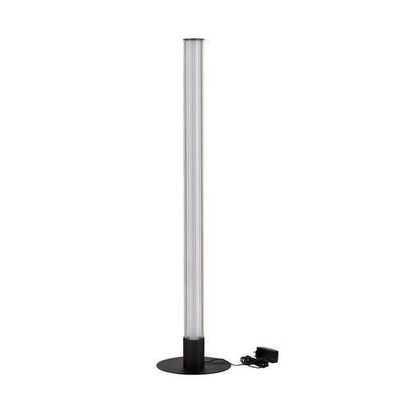 Mat crna LED stojeća svjetiljka aluminijska s mogućnosti zatamnjivanja sa staklenim sjenilom (visina 130 cm) Glovia – Nova Luce