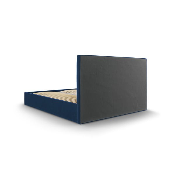 Bračni krevet od tamnoplavog baršuna Mazzini Kreveti Juniper, 160 x 200 cm-image-4