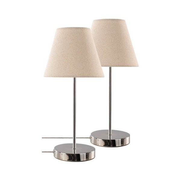Bež/u sjajno srebrnoj boji tekstilna stolna lampa (visina 39 cm) Lasse – Jotex
