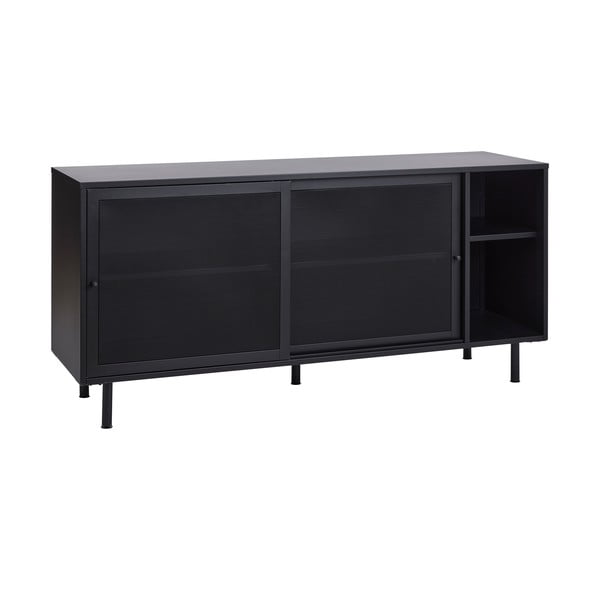 Crna metalna komoda s kliznim vratima 160x75x46 cm Veep – Unique Furniture-image-3