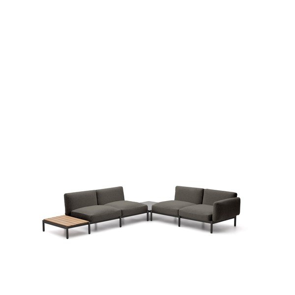 Tamno siva podstavljena vrtna sofa (u obliku slova L) Sorells – Kave Home-image-2