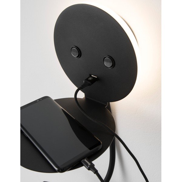 Crna LED zidna lampa aluminijska sa savitljivom konstrukcijom/s USB priključkom Eclip – Nova Luce-image-1