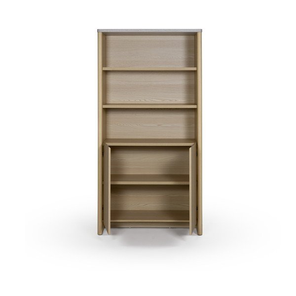 Bijela/u svijetloj prirodnoj boji biblioteka u dekoru hrasta 90x180x48 cm Dore – Marckeric-image-3