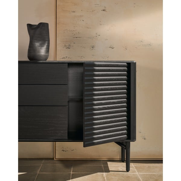 Crna komoda u dekoru hrasta 200x86x45 cm Lenon – Kave Home-image-4