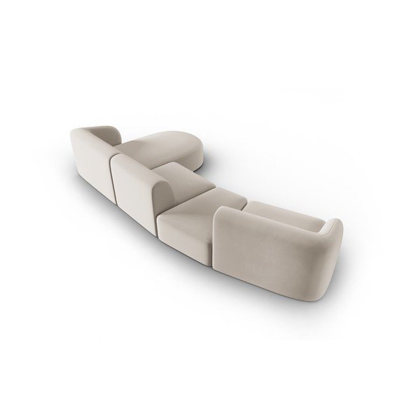 Bež baršunasti kutna garnitura (s desnim kutom/s ležaljkom) Paolo – Milo Casa-image-3