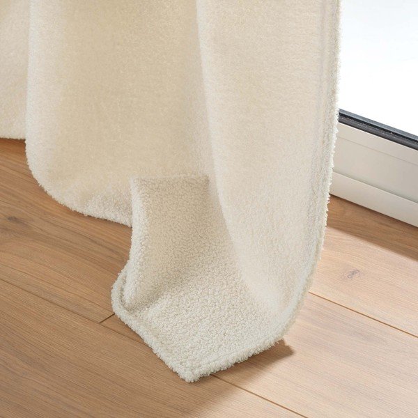 Krem zavjesa od boucle tkanine 140x240 cm Wooly – douceur d'intérieur-image-4