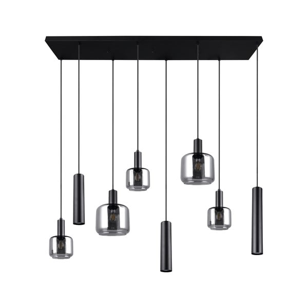 Crna viseća svjetiljka s metalnim sjenilom/sa staklenim sjenilom Mataro – Trio