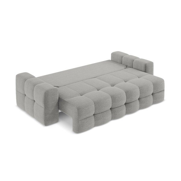Siva sklopiva sofa od bouclé tkanine 255 cm Milu – Makamii-image-3