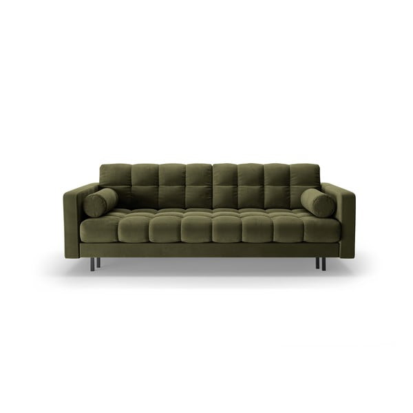 Zelena baršunasti sklopiva/s prostorom za odlaganje sofa 222 cm Bali – Cosmopolitan Design