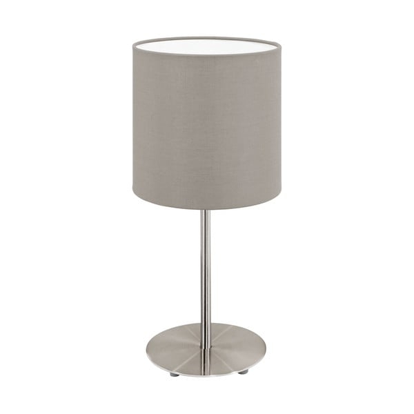 Siva/u srebrnoj boji stolna lampa s tekstilnim sjenilom (visina 40 cm) PASTERI – EGLO