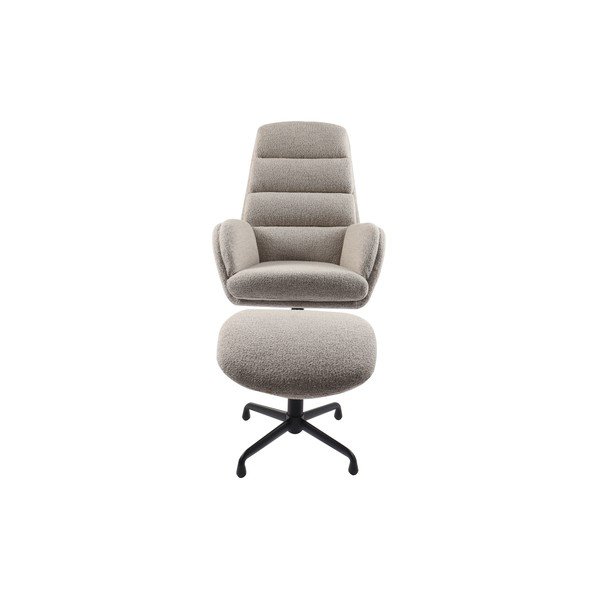Svijetlo siva fotelja s naslonjačem za noge za opuštanje od bouclé tkanine Sifton – Unique Furniture-image-2
