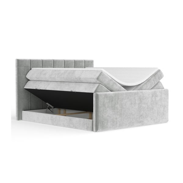 Svijetlo sivi boxspring krevet s prostorom za odlaganje 160x200 cm Ava – Maison de Rêve-image-2