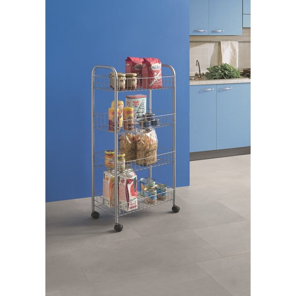 Metalna mobilna polica srebrne boje 41x84 cm Ascona – Metaltex-image-1