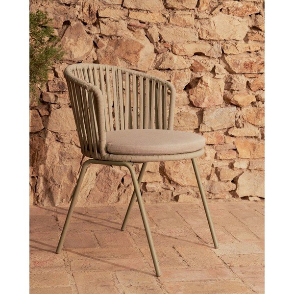 Bež metalna vrtna stolica Saconca - Kave Home-image-1