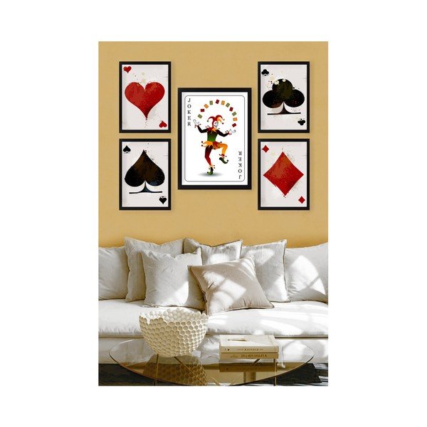 Set od 5 zidnih slika Tablo Center Cards
