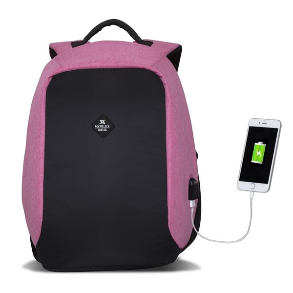 Crno-ružičasti ruksak s USB priključkom My Valice SECRET Smart Bag-image-2