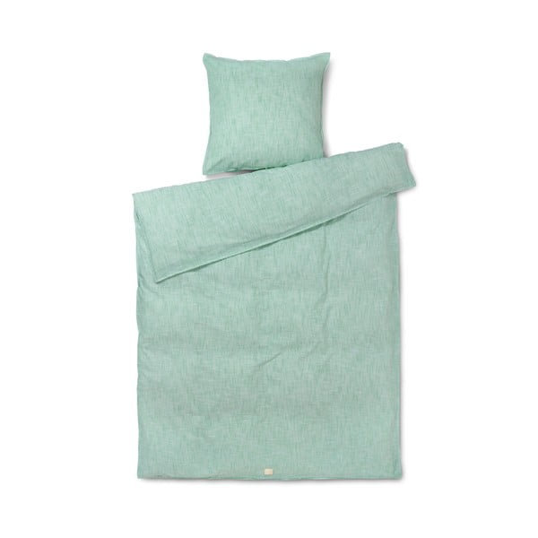 Bijelo-zelena posteljina za krevet za jednu osobu-za produženi krevet od organskog pamuka 140x220 cm Monochrome Lines – JUNA