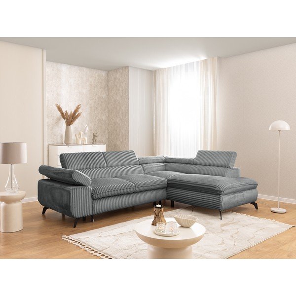 Siva kutna garnitura od samta (s desnim kutom/u obliku slova L) Marbeya  – Ropez-image-1