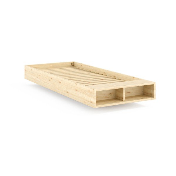 Krevet od masivnog bora bez uzglavlja s podnicom 90x200 cm u prirodnoj boji Merge – Karup