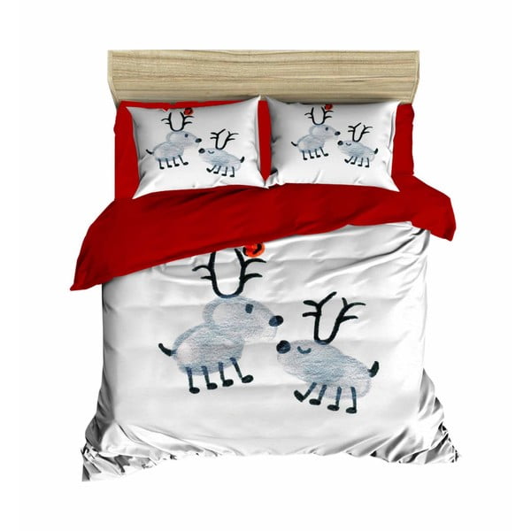 Božićna posteljina za bračni krevet s plahtom Tomas, 200 x 220 cm