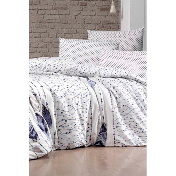 Posteljina s plahtama Pure Cotton Feather Lacivert, 200 x 220 cm
