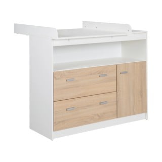 Bijela/u prirodnoj boji niska dječja komoda u dekoru hrasta s promjenjivim stolom 117x98 cm Gabriella – Roba