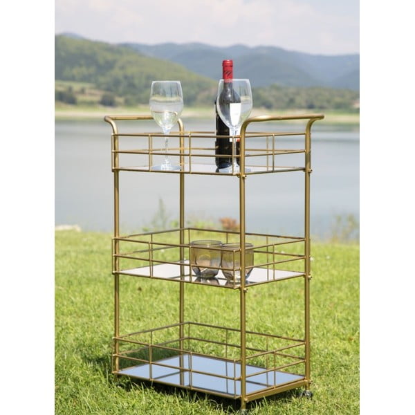 Kolica za posluživanje na 3 kata sa zlatnim dizajnom Mauro Ferretti Reo-image-1