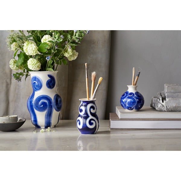Plava ručno oslikana vaza od kamenine Tulle – Kähler Design-image-4