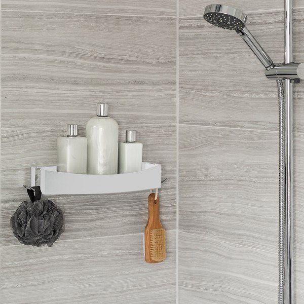 Bijela polica Compactor Clever Flip Shower Shelf-image-1