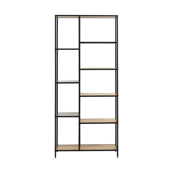 Crna/u prirodnoj boji biblioteka u dekoru hrasta 80x180x35 cm Altino – Unique Furniture