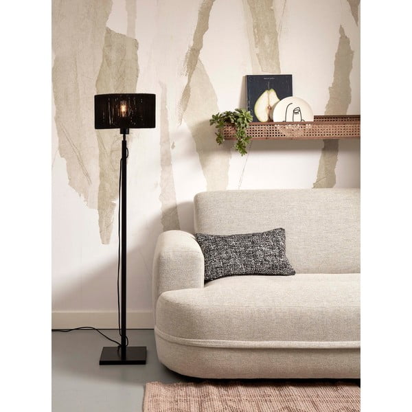 Crna stojeća svjetiljka sa sjenilom od jute (visina 126 cm) Iguazu – Good&Mojo-image-1