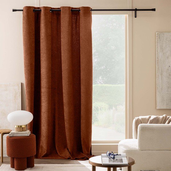 Zavjesa od boucle tkanine boja terakote 140x260 cm Winona – douceur d'intérieur-image-3